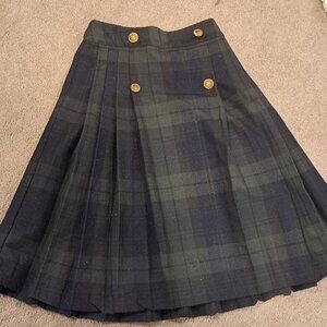Plaid pleated skirt with buttons